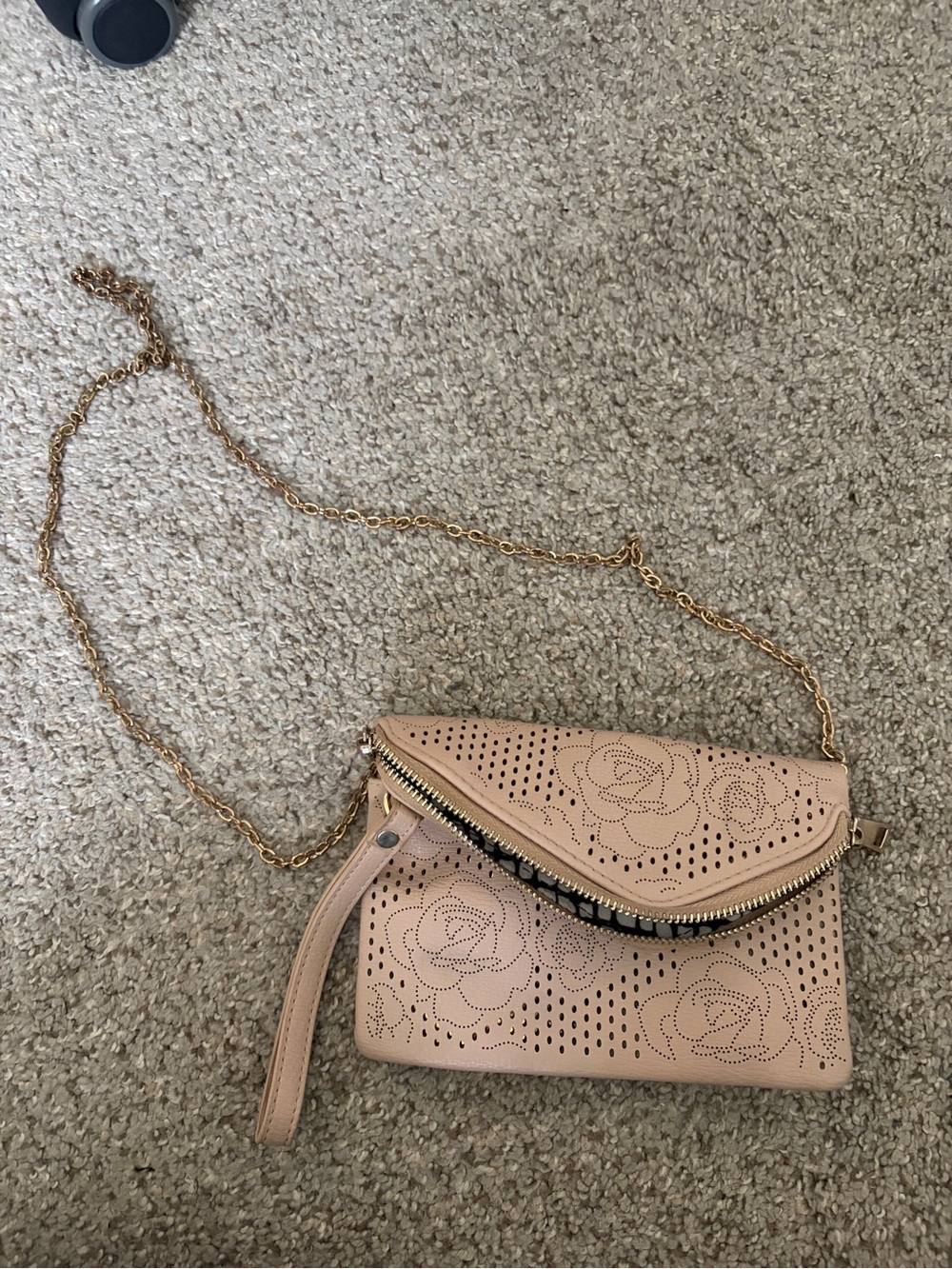 Women’s Floral Laser-Cut Crossbody Bag - Blush Pink